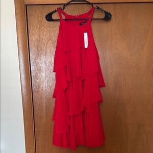 Ark & Co Vibrant Red Tiered Midi Dress